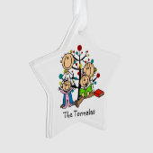 Strichmännchen Eltern, 2 Girls Holiday Ornament (Vorderseite)