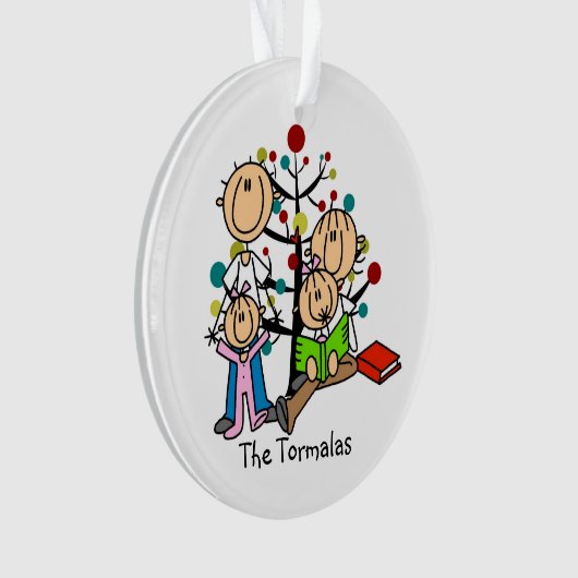 Strichmännchen Eltern, 2 Girls Holiday Ornament (Vorderseite)