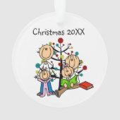 Strichmännchen Eltern, 2 Girls Holiday Ornament (Rückseite)