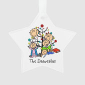 Strichmännchen Eltern, 3 Kinder Akrylverzierung Ornament (Vorderseite)