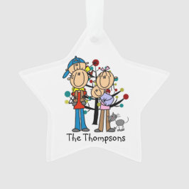 Strichmännchen Eltern, Junge, Baby, Katze Ornament