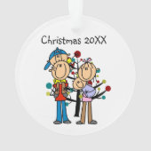 Strichmännchen Eltern, Junge, Baby-Ornament Ornament (Rückseite)