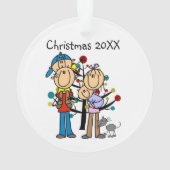 Strichmännchen Eltern, Junge, Baby-Ornament Ornament (Rückseite)