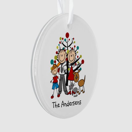 Strichmännchen Eltern, Junge Katze Akrylorische Or Ornament (Vorderseite)