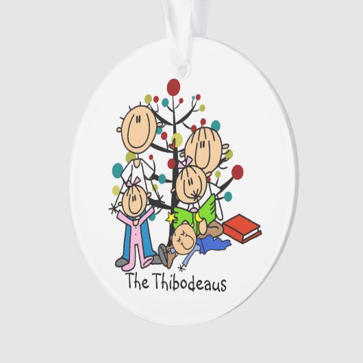 Strichmännchen Eltern, Kinder Akrylorische Ornamen Ornament (Vorderseite)