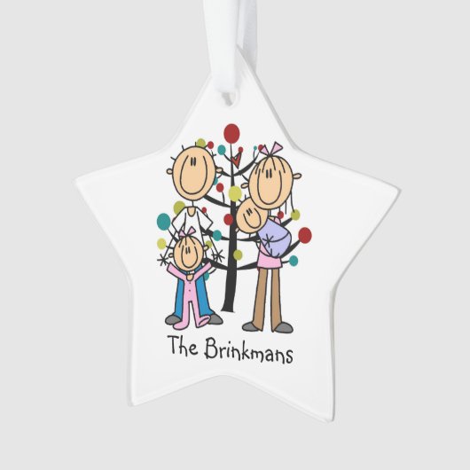 Strichmännchen Eltern, Mädchen, Baby Boy Ornament (Vorderseite)