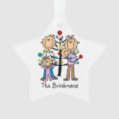 Strichmännchen Eltern, Mädchen, Baby Boy Ornament (Vorderseite)