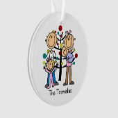 Strichmännchen Eltern, Mädchen, Baby Boy Ornament (Vorderseite)