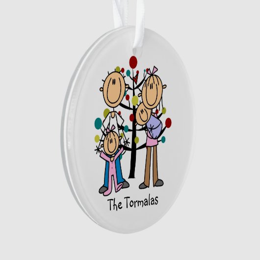 Strichmännchen Eltern, Mädchen, Baby Boy Ornament (Vorderseite)