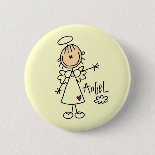 Strichmännchen-Engels-T - Shirts und Geschenke Button (Vorderseite)