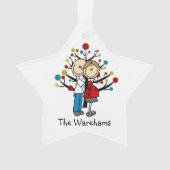 Strichmännchen Expectant Couple Holiday Ornament (Vorderseite)