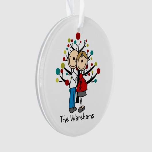 Strichmännchen Expectant Couple Holiday Ornament (Vorderseite)