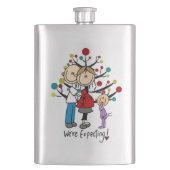 Strichmännchen Expectant Elternmädchen Flachmann (Vorderseite)