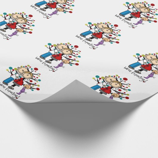 Strichmännchen Expectant Elternmädchen Geschenkpapier (Ecke)