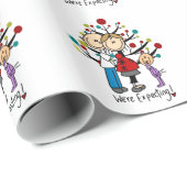 Strichmännchen Expectant Elternmädchen Geschenkpapier (Rolleneckpunkt)