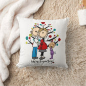 Strichmännchen Expectant Elternmädchen Kissen (Decke)