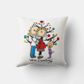 Strichmännchen Expectant Elternmädchen Kissen (Rückseite)