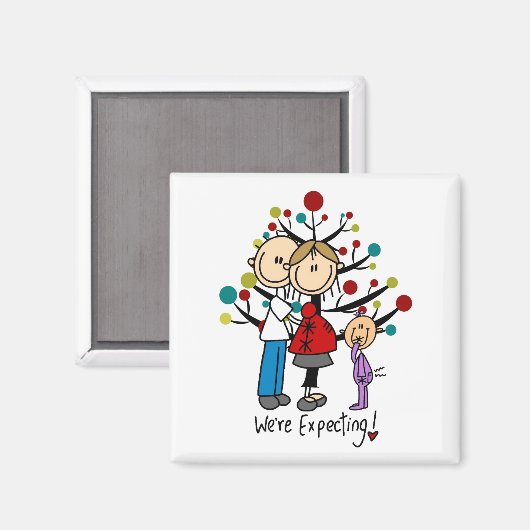 Strichmännchen Expectant Elternmädchen Magnet (Vorderseite/Rückseite)