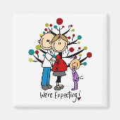 Strichmännchen Expectant Elternmädchen Magnet (Vorne)