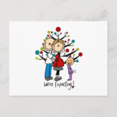 Strichmännchen Expectant Elternmädchen Postkarte (Vorderseite)