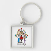 Strichmännchen Expectant Elternmädchen Schlüsselanhänger (Vorne)