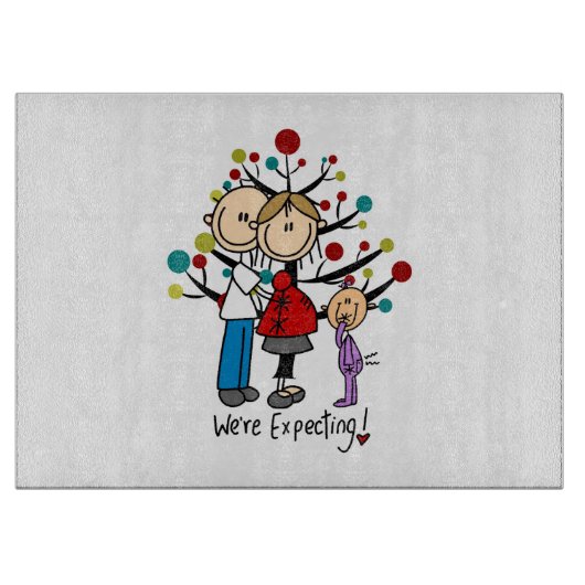 Strichmännchen Expectant Elternmädchen Schneidebrett (Vorderseite)