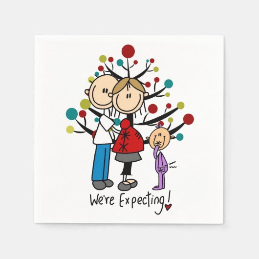 Strichmännchen Expectant Elternmädchen Serviette (Vorderseite)