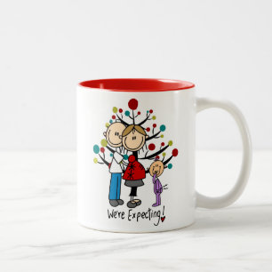 Strichmännchen Expectant Elternmädchen Zweifarbige Tasse