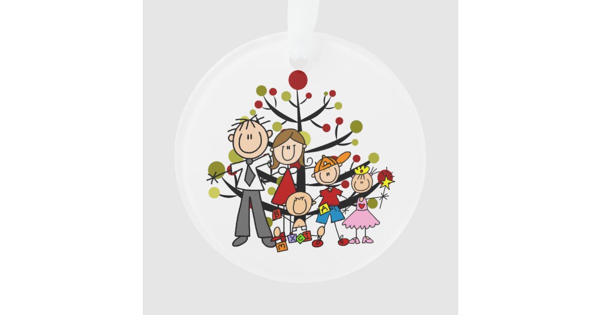 Strichmannchen Familie Der 5 Acryl Verzierung Ornament Zazzle De