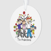 Strichmännchen-Familie der 5 Acryl-Verzierung Ornament (Vorderseite)