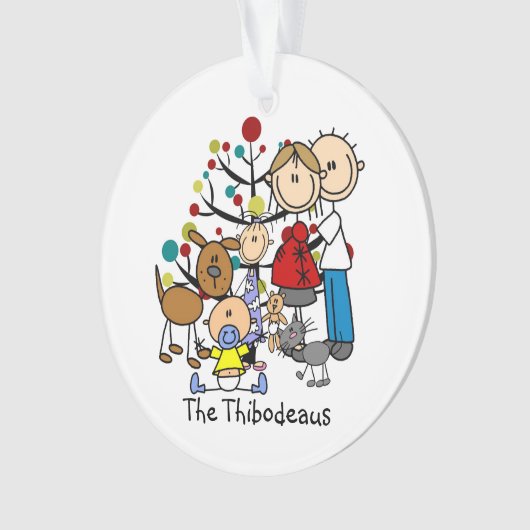 Strichmännchen-Familie, Hund, Katze Akrylverzierun Ornament (Vorderseite)