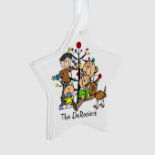 Strichmännchen-Familie mit Hunde-Akrylverzierung Ornament (Vorderseite)