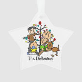 Strichmännchen-Familie mit Hunde-Akrylverzierung Ornament (Vorderseite)