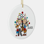 Strichmännchen-Familie mit Hunde Keramik Ornament (Rechts)
