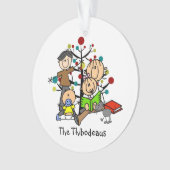 Strichmännchen-Familie mit katakryllischer Ornamen Ornament (Vorderseite)