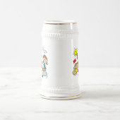Strichmännchen-Familie Strandspaß Bierglas (Mittel)