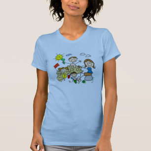 Strichmännchen-Familie Strandspaß T-Shirt