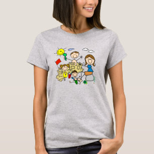 Strichmännchen-Familie Strandspaß T-Shirt
