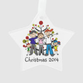 Strichmännchen-Familie von 5 Acrylschmuck Ornament (Rückseite)