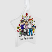 Strichmännchen-Familie von 5 Acrylschmuck Ornament (Vorderseite)