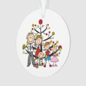 Strichmännchen-Familie von 5 Acrylschmuck Ornament (Vorderseite)