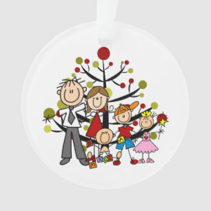 Strichmännchen-Familie von 5 Acrylschmuck Ornament