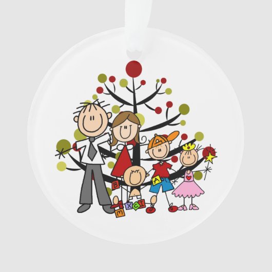 Strichmännchen-Familie von 5 Acrylschmuck Ornament (Vorderseite)