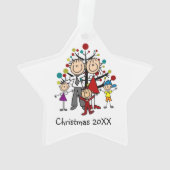 Strichmännchen-Familie von 5 Acrylschmuck Ornament (Rückseite)