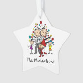 Strichmännchen-Familie von 5 Acrylschmuck Ornament (Vorderseite)
