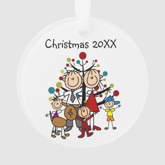 Strichmännchen-Familie von 5 Hunden Akrylverzierun Ornament (Rückseite)