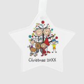 Strichmännchen-Familie von 5 Hunden Akrylverzierun Ornament (Rückseite)