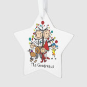 Strichmännchen-Familie von 5 Hunden Akrylverzierun Ornament (Vorderseite)