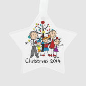 Strichmännchen-Familie von 5 Urlaubssaison Akrylve Ornament (Rückseite)