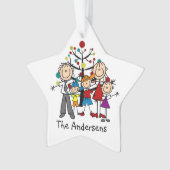 Strichmännchen-Familie von 5 Urlaubssaison Akrylve Ornament (Vorderseite)